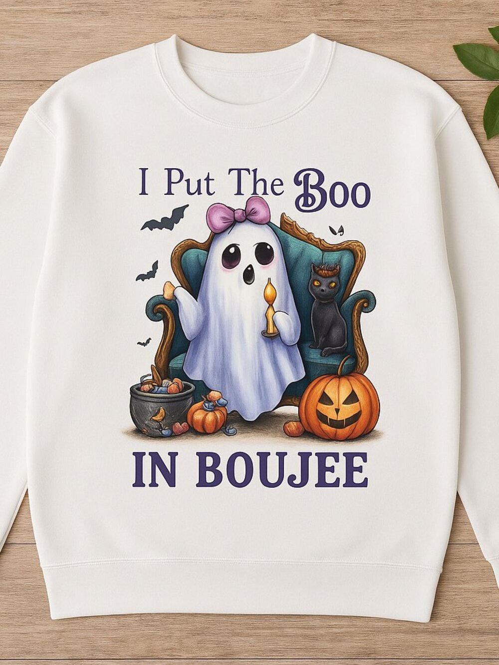 I Put the Boo in Boujee Halloween Ghost Crewneck Sweatshirt, Cute Spooky Season